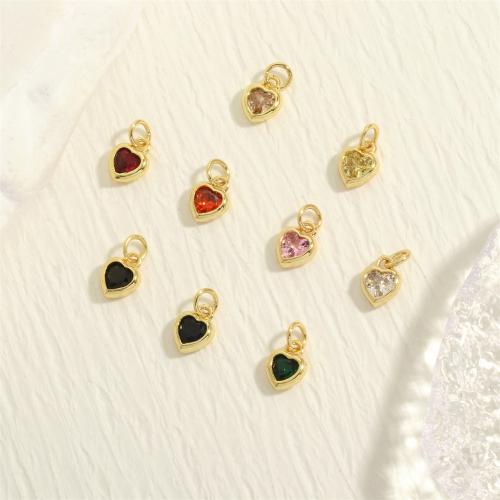 Cubic Zirconia Brass Pendants with Cubic Zirconia Heart gold color plated fashion jewelry & DIY nickel lead & cadmium free Sold By PC