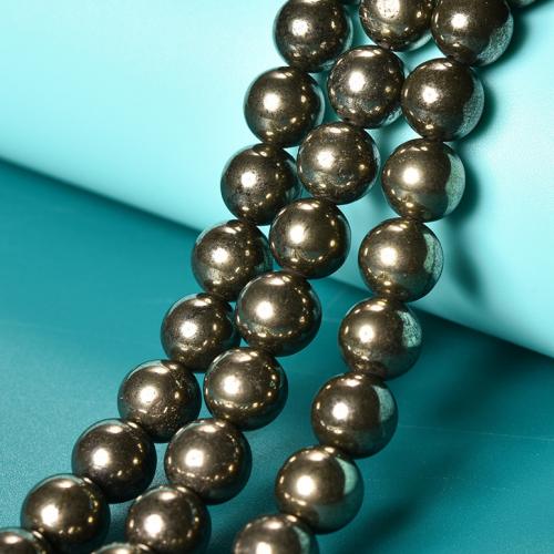Gemstone Jewelry Beads Chalcopyrite Round DIY black Sold By Strand