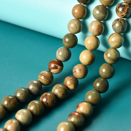 Gemstone smykker perler, Silver Leaf Jasper, Runde, du kan DIY & forskellig størrelse for valg, blandede farver, Solgt af Strand