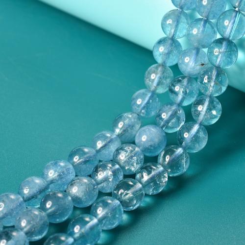 Gemstone Jewelry Beads Aquamarine Round DIY blue Sold By Strand