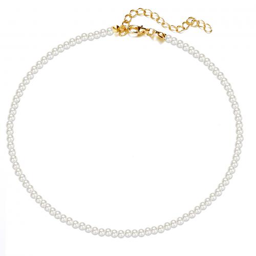 Naszyjnik z pereł z tworzyw sztucznych, Perła plastikowa, biżuteria moda & różne style do wyboru & dla kobiety, biały, sprzedane przez PC