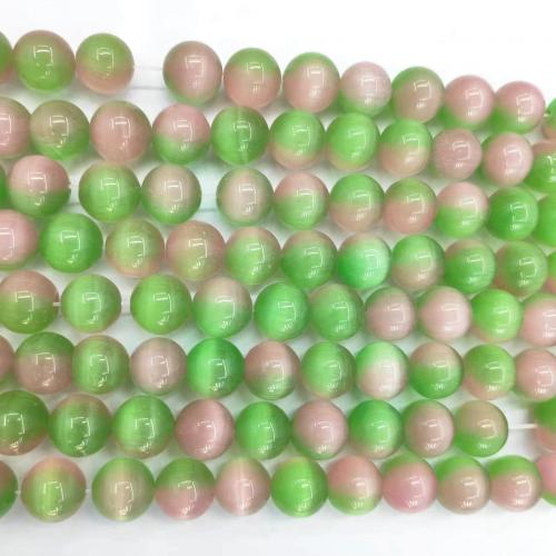 Cats Eye Jewelry Beads Round polished DIY mixed colors Sold By Strand