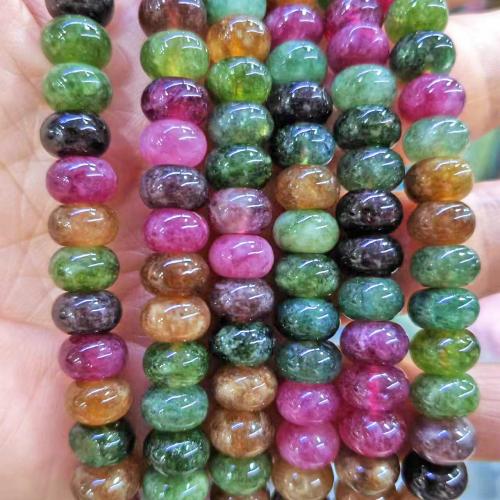 Perles bijoux en pierres gemmes, tourmaline, abaque, poli, DIY, couleurs mélangées, 8mm, Environ 45PC/brin, Vendu par brin