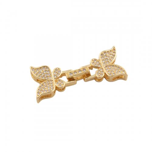 Brass Bracelet Findings Butterfly 14K gold plated DIY & micro pave cubic zirconia nickel lead & cadmium free Approx 2.5mm Sold By PC