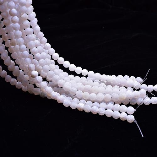 Natural Effloresce Agate Beads Round DIY Sold By Strand