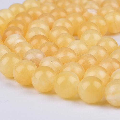 Jade Perlen, Zitronen Jade, rund, DIY & verschiedene Größen vorhanden, gelb, verkauft von Strang