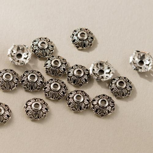 925 Sterling Silber Perlenkappe, Blütenblätter, DIY, originale Farbe, 7.50mm, Bohrung:ca. 1.6mm, verkauft von PC
