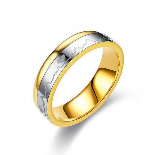 Anel de dedo de aço inoxidável, Aço inoxidável 304, polido, joias de moda & unissex, dourado, níquel, chumbo e cádmio livre, vendido por PC