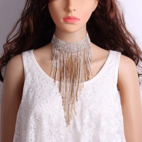 Fashion Fringe Necklace Zinc Alloy with Rhinestone fashion jewelry & for woman & with rhinestone nickel lead & cadmium free Sold By PC