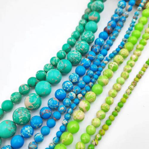 Gemstone smykker perler, Impression Jasper, Runde, poleret, du kan DIY & forskellig størrelse for valg, flere farver til valg, Solgt af Strand