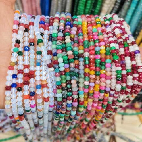 Gemstone smykker perler, Natursten, Abacus, poleret, du kan DIY & facetteret, flere farver til valg, 2x4mm, Ca. 170pc'er/Strand, Solgt af Strand