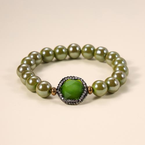 Wood Bracelets Green Sandalwood with Jasper Stone fashion jewelry & Unisex & with rhinestone Length Approx 6-12 cm Sold By PC