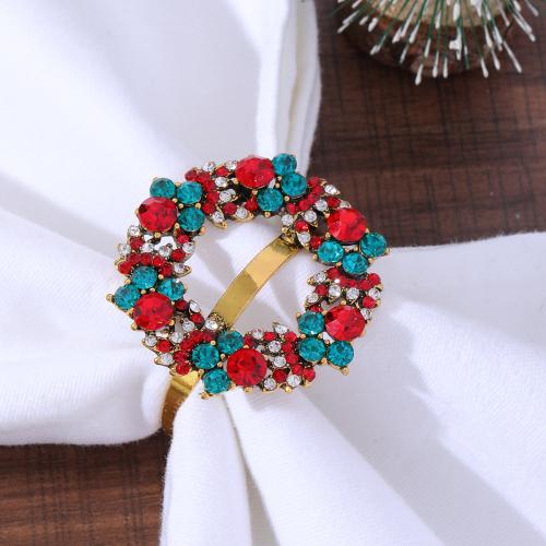 Zinc Alloy Napkin Ring Flower plated Christmas Design & with rhinestone Sold By PC