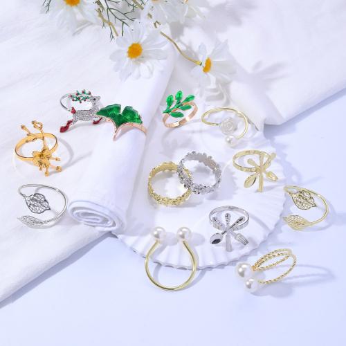 Zinc Alloy Napkin Ring with Plastic Pearl plated & enamel & with rhinestone Sold By PC