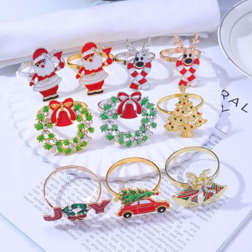 Zinc Alloy Napkin Ring with Plastic Pearl Round plated & enamel & with rhinestone Sold By PC