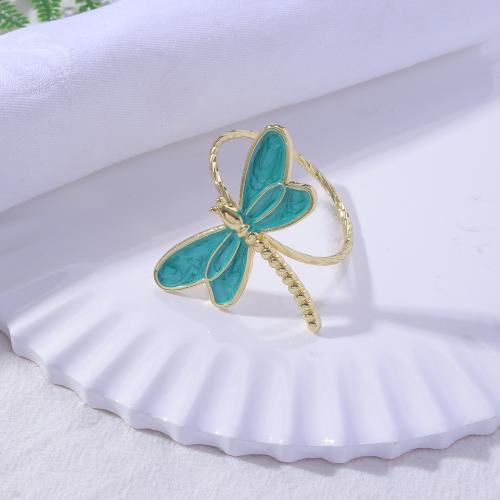 Zinc Alloy Napkin Ring Dragonfly gold color plated enamel Sold By PC