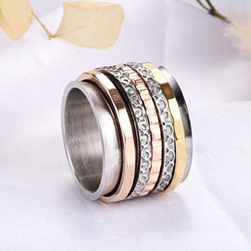 Stainless Steel Finger Ring 304 Stainless Steel fashion jewelry & rotatable & Unisex silver color nickel lead & cadmium free Width 17mm Sold By PC