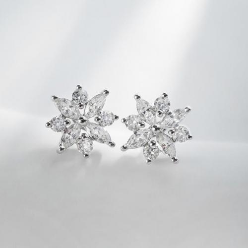 Cubic Zirconia Micro Pave Sterling Silver Earring 925 Sterling Silver Eight Point Star fashion jewelry & micro pave cubic zirconia & for woman nickel lead & cadmium free Sold By Pair