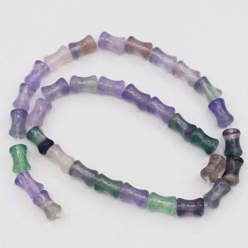 Fluorit Beads, Bambus, du kan DIY, blandede farver, 12x8mm, Ca. 32pc'er/Strand, Solgt af Strand