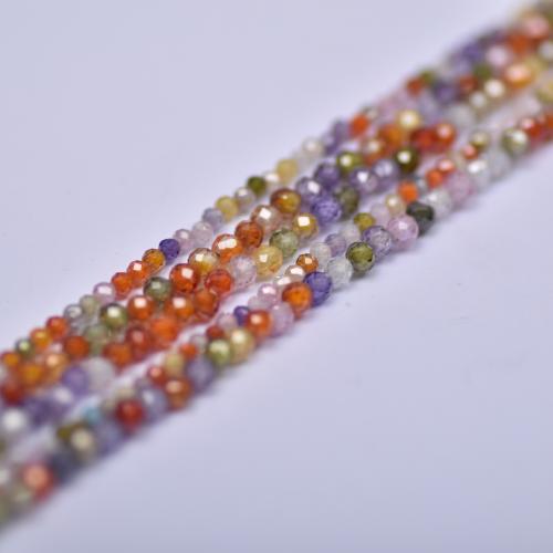 Perles bijoux en pierres gemmes, zircon cubique, Rond, DIY & normes différentes pour le choix & facettes, couleurs mélangées, Vendu par Environ 37-38 cm brin