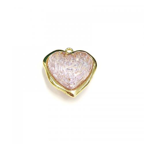 Acrylic Pendants with Zinc Alloy Heart gold color plated DIY Approx Sold By Bag