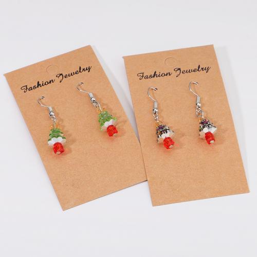 Brass Drop Earring with Crystal Christmas Tree plated Christmas Design & fashion jewelry & for woman nickel lead & cadmium free Sold By Pair
