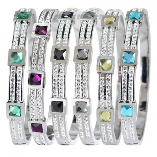 Stainless Steel Bangle 304 Stainless Steel plated micro pave cubic zirconia & for woman Inner Approx 58mm Sold By PC