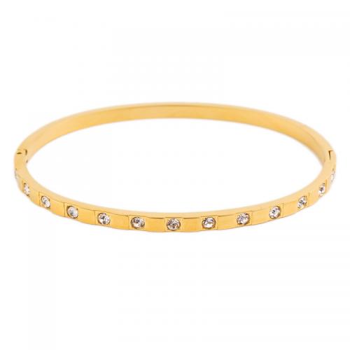 Stainless Steel Bangle 304 Stainless Steel plated micro pave cubic zirconia & for woman Inner Approx 60mm Sold By PC