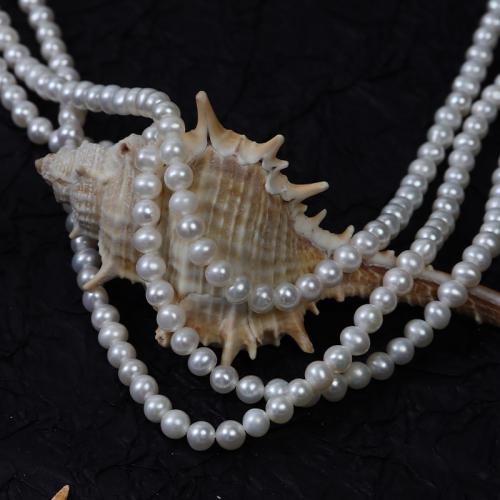 Přírodní sladkovodní perly perlí, Sladkovodní Pearl, Mírně kulaté, DIY, bílý, Length about 4.5-5mm, Prodáno za Cca 37 cm Strand