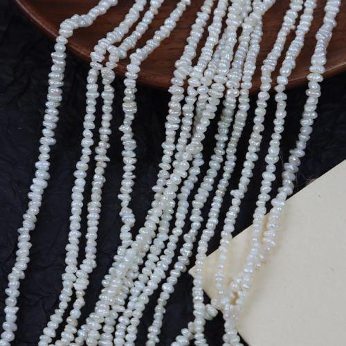 Riso coltivato in perla d'acqua dolce, perla d'acquadolce coltivata naturalmente, DIY, bianco, Length about 2-3mm, Venduto per Appross. 40 cm filo