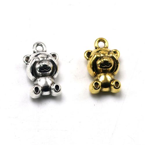 Tibetan Style Animal Pendants, Bear, plated, vintage & DIY, more colors for choice, nickel, lead & cadmium free, 10x16x7.50mm, Approx 100PCs/Bag, Sold By Bag
