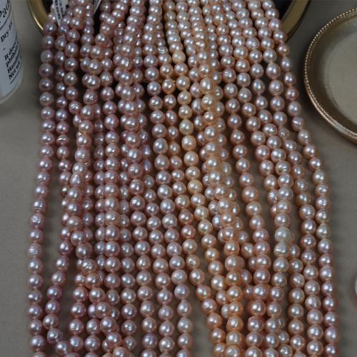 Naturalne perły słodkowodne perełki luźne, Perła naturalna słodkowodna, Lekko okrągły, DIY, dostępnych więcej kolorów, 7mm, sprzedawane na około 40 cm Strand