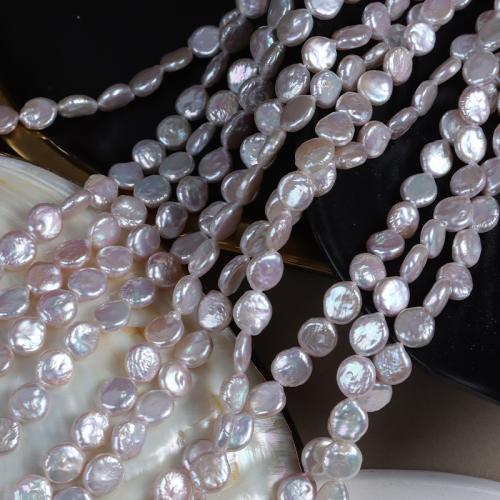 Naturalne perły słodkowodne perełki luźne, Perła naturalna słodkowodna, przycisk Kształt, DIY, biały, Length about 8-9mm, sprzedawane na około 40 cm Strand