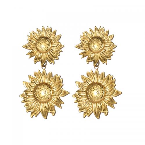 Stainless Steel Stud Earrings 304 Stainless Steel Sunflower fashion jewelry & for woman gold nickel lead & cadmium free Sold By Pair