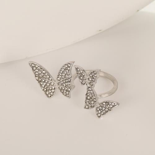 Zinc Alloy Finger Ring with Crystal Butterfly fashion jewelry & for woman original color nickel lead & cadmium free US Ring Sold By PC