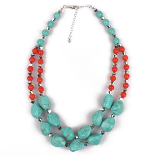 Fashion Necklace Jewelry ABS Plastic with Turquoise fashion jewelry & for woman blue Length Approx 51 cm Sold By PC