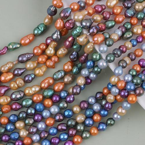 Přírodní sladkovodní perly perlí, Sladkovodní Pearl, barevné á, Jiný tvar pro výběr & DIY, více barev na výběr, Length about 7-8mm, Prodáno za Cca 39-40 cm Strand