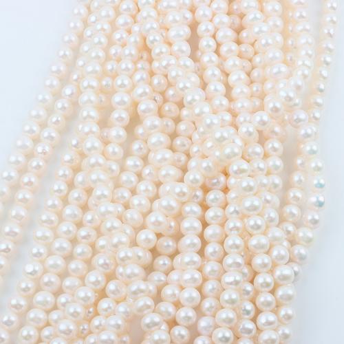 Natural Freshwater Pearl Loose Beads Slightly Round DIY white Length about 8-9mm Sold Per Approx 40 cm Strand