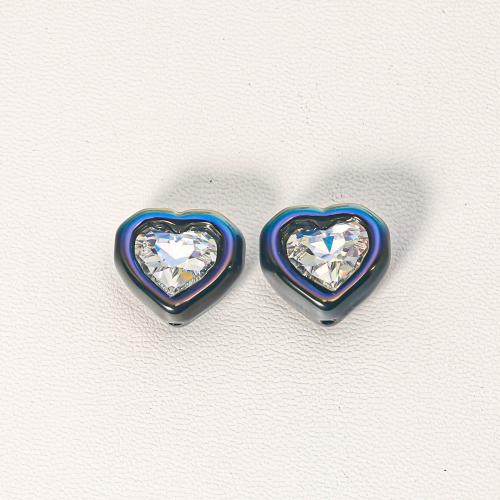 ABS Plastic Beads Heart DIY & micro pave cubic zirconia Approx Sold By Bag