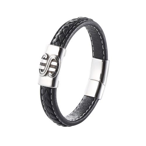 PU Leather Cord Bracelets with 304 Stainless Steel Dollar Sign fashion jewelry & for man Sold By PC