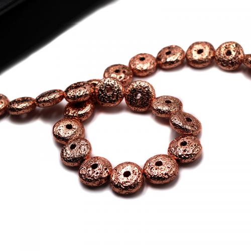 Natural Lava Beads Flat Round plated DIY 14.50mm Approx Sold By Strand