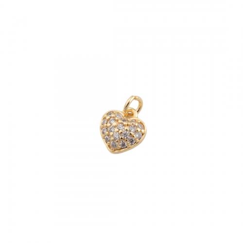 Cubic Zirconia Micro Pave Brass Pendant Heart plated DIY & micro pave cubic zirconia golden Approx 2mm Sold By PC