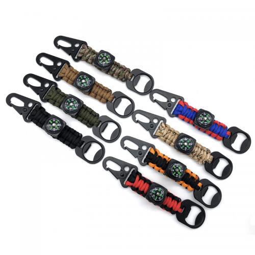 Parachute Cord Carabiner Key Ring with Aluminum portable & durable & with compass & Unisex 160mm Sold By PC