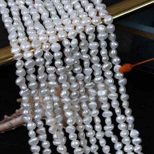 Keishi ferskvandskulturperle Beads, Ferskvandsperle, du kan DIY, hvid, Length about 4-5mm, Solgt Per Ca. 35 cm Strand