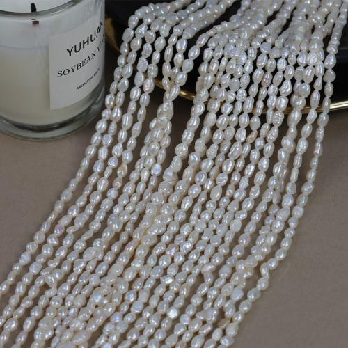 Keishi ferskvandskulturperle Beads, Ferskvandsperle, du kan DIY, hvid, Length about 3-3.5mm, Solgt Per Ca. 37 cm Strand