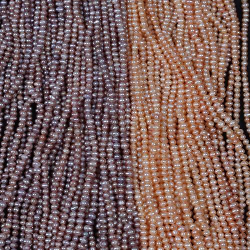 Bulvių išauginti gėlavandenių perlų karoliukai, Gėlo vandens perlų, Bulvė, Pasidaryk pats, daugiau spalvų pasirinkimas, Length about 3.5-4mm,Hight about 4-4.5mm, Parduota už Apytiksliai 35 cm Strand