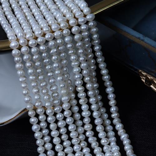 Přírodní sladkovodní perly perlí, Sladkovodní Pearl, Oválný, DIY, bílý, 5mm, Prodáno za Cca 35 cm Strand