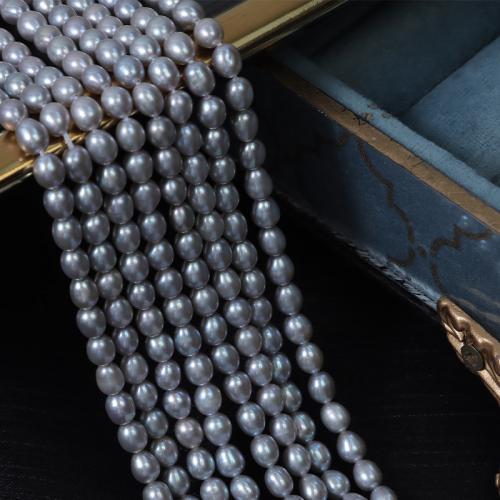 Perlas Arroz Freshwater, Perlas cultivadas de agua dulce, Bricolaje, gris, 4.50mm, Vendido para aproximado 38-39 cm Sarta