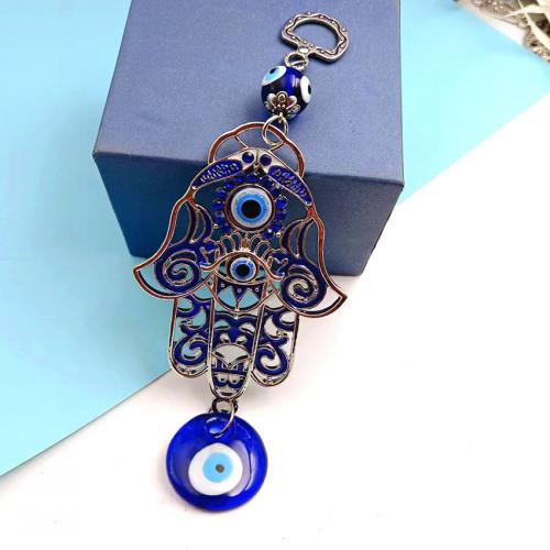 Hanging Ornaments Zinc Alloy with Glass Hand silver color plated for home and office & evil eye pattern & enamel nickel lead & cadmium free Sold By PC