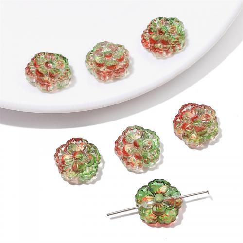 Fashion Glass Beads Flower DIY 15mm Sold By Bag
